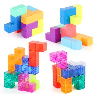 Cube blocks with magnets, Magnetic cube playset, Cube magnets for building,