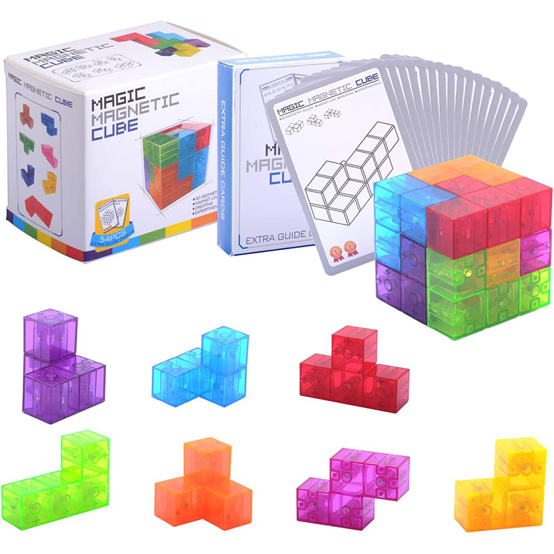 Cube blocks with magnets, Magnetic cube playset, Cube magnets for building,