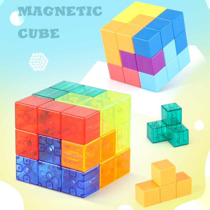 Cube blocks with magnets, Magnetic cube playset, Cube magnets for building,