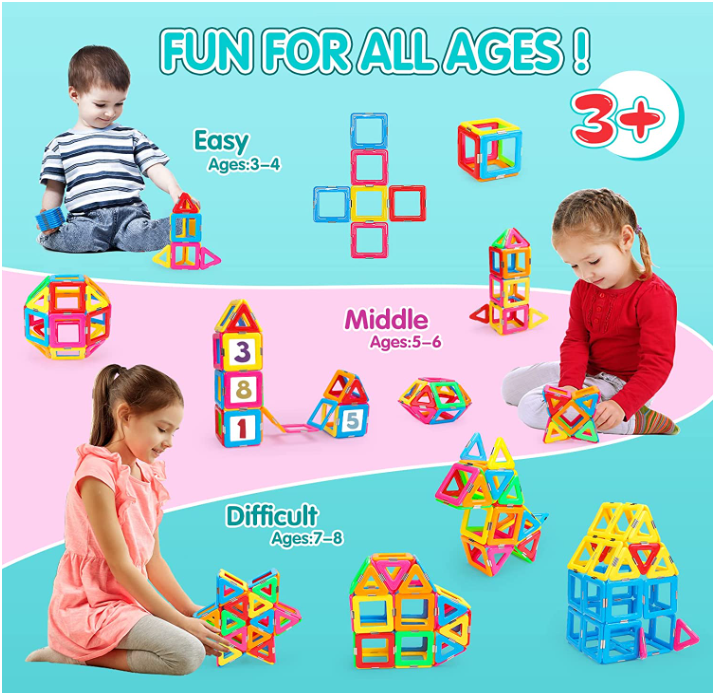 Magnet tiles, Magnetic building bricks, Educational magnetic blocks, Colorful magnetic blocks, STEM magnetic toys, Magnetic building kit,